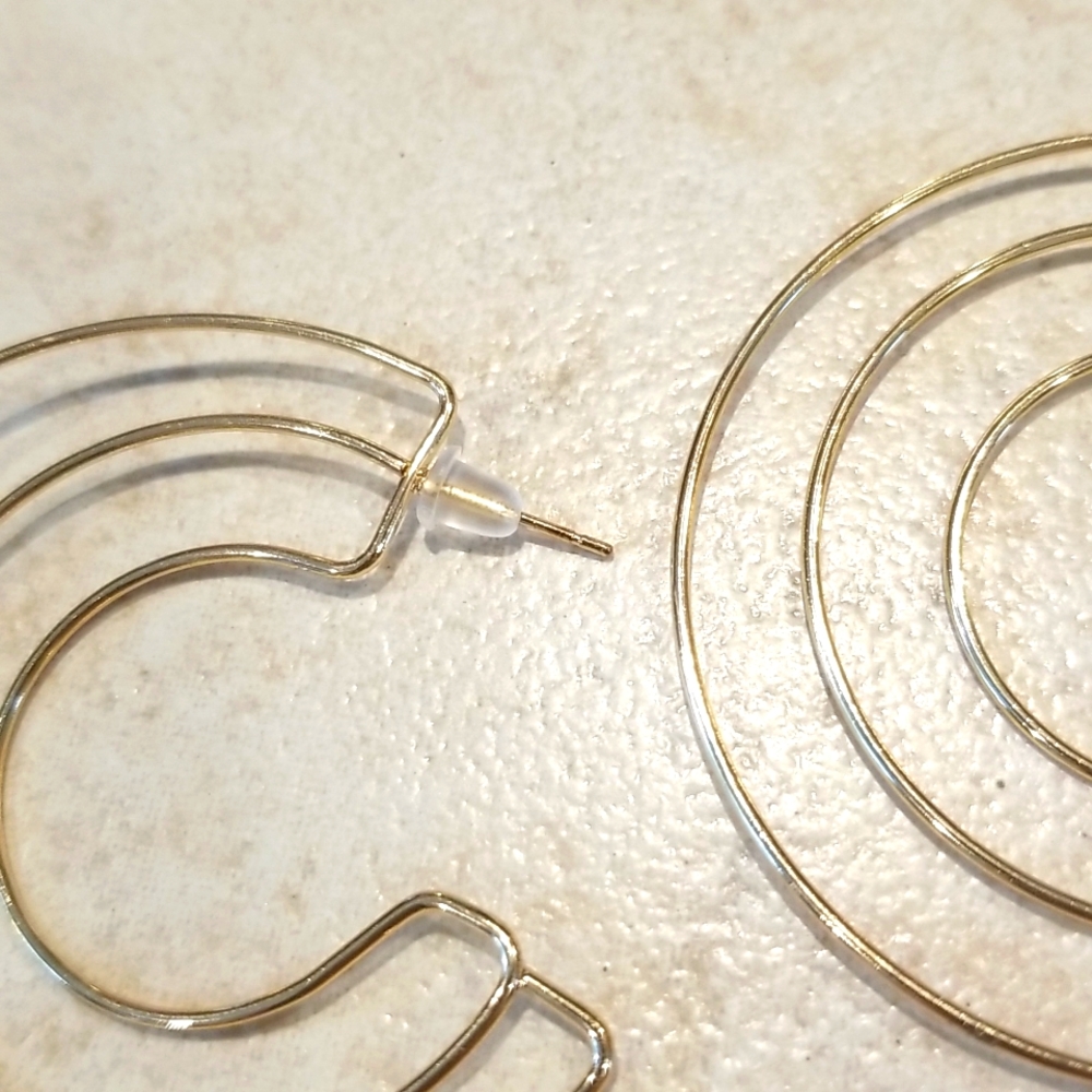 3 for $15  Gold Hoop Earrings - Picture 5 of 5